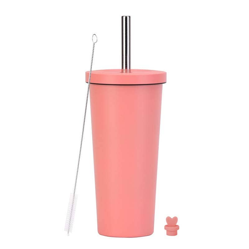Candles Meta - Wholesale Insulated Mug/Tumbler - 710ml Silid Color Milk Tea Stainless Steel Cup with Straw12