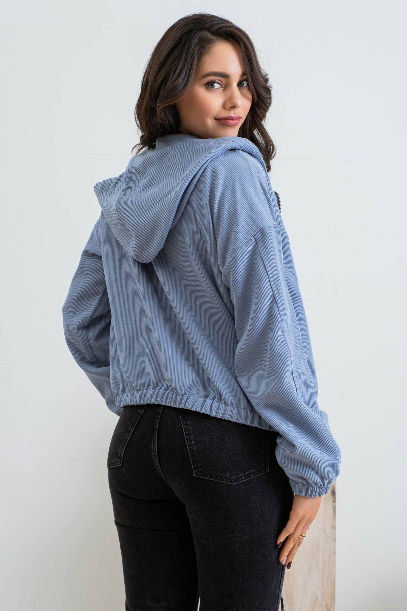 Blu Pepper – Blusão - Mulher por atacado – CASACO DE VELUDO COM ZÍPER1