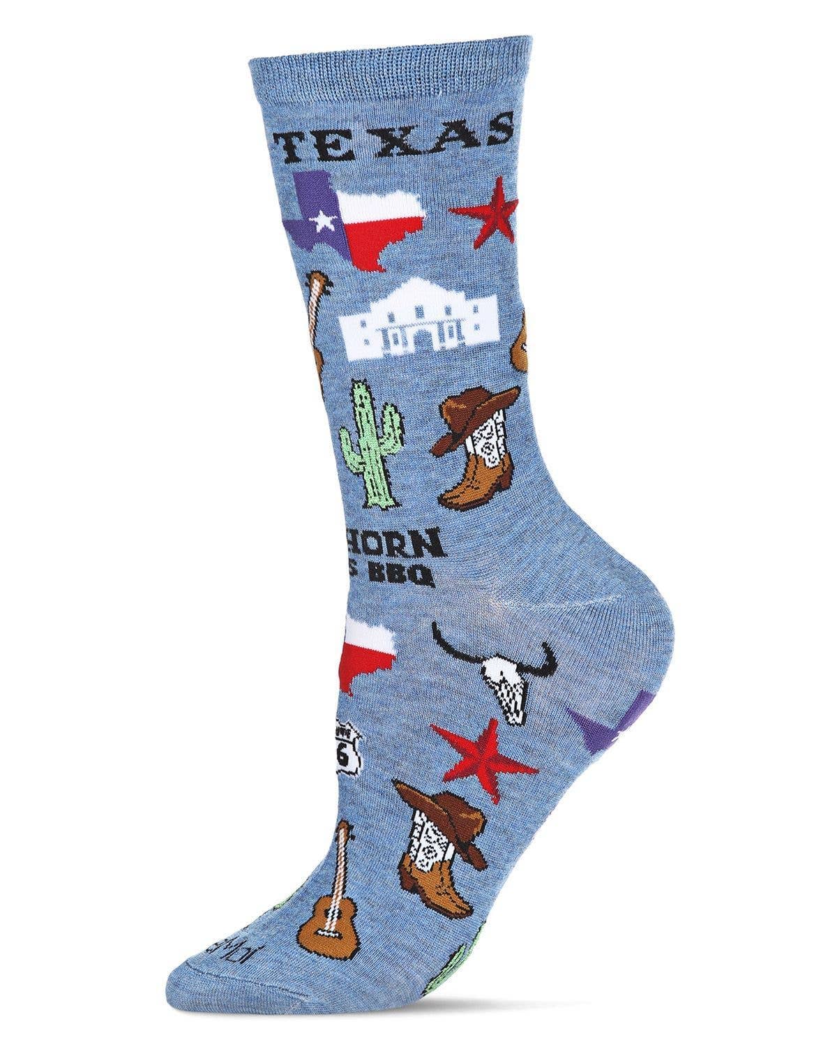 Denim Heather Texas Bamboo Blend Crew Sock for wholesale on Faire