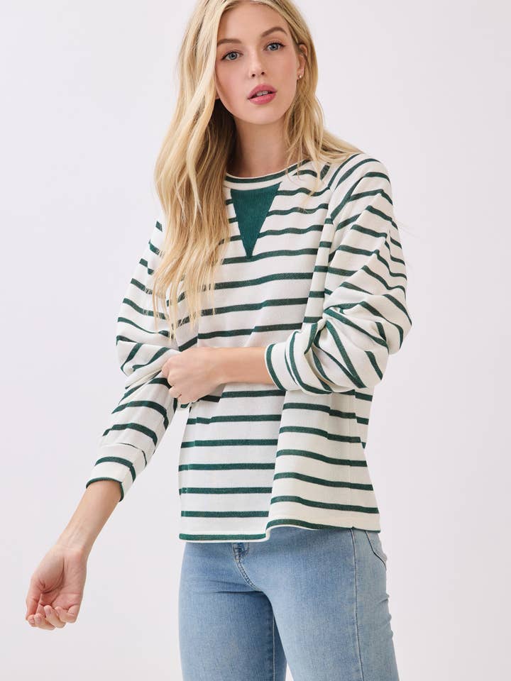 TL2072 Striped Ribbed Insert Pullover for wholesale by BOMBOM