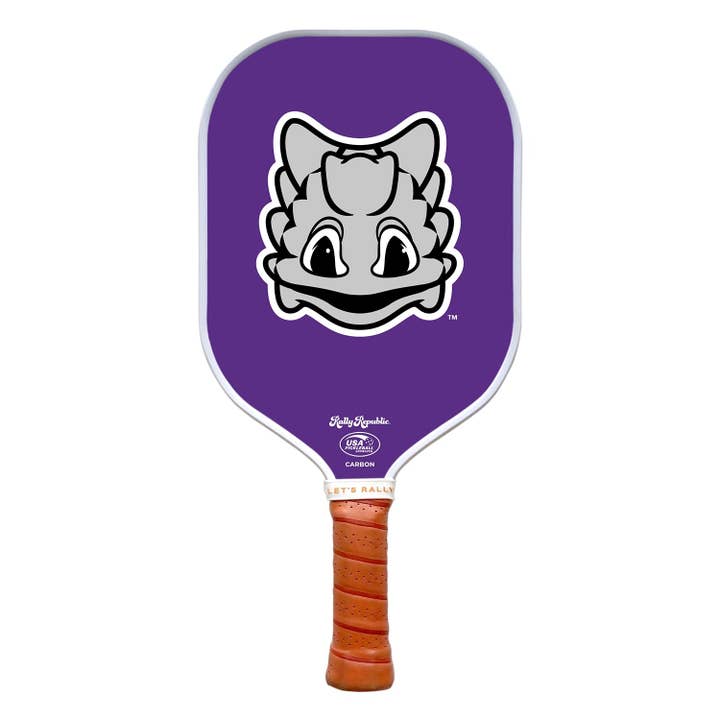 TCU Horned Frogs Purple Mascot Head Mark Pickleball Paddle (B2B) for wholesale by Rally Republic