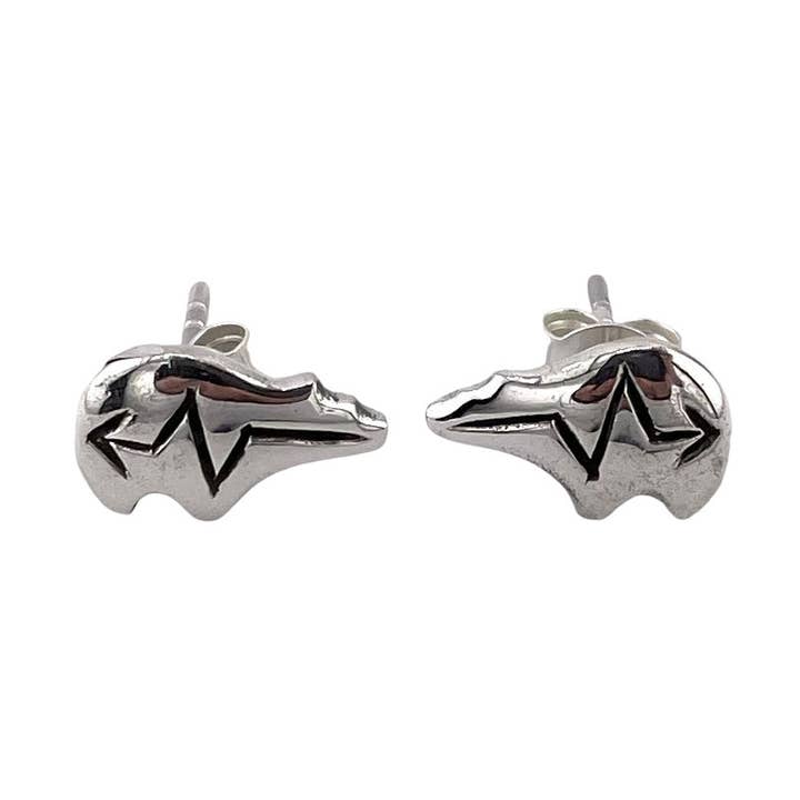 Imprinted Southwestern Bear Earrings Sterling Silver for wholesale by Select Lines
