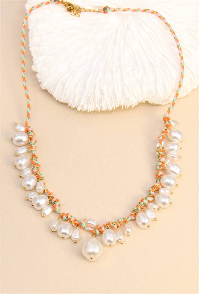 BELLISSIMA BIJOUX - Wholesale Beaded/Pearl Necklace - Elegant Braided Stainless Steel Pearl Necklace10