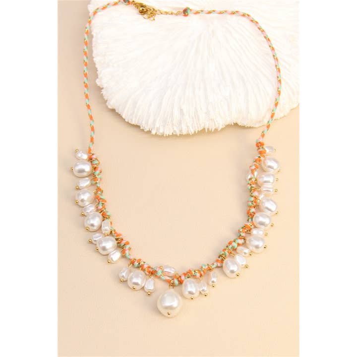 BELLISSIMA BIJOUX - Wholesale Beaded/Pearl Necklace - Elegant Braided Stainless Steel Pearl Necklace10