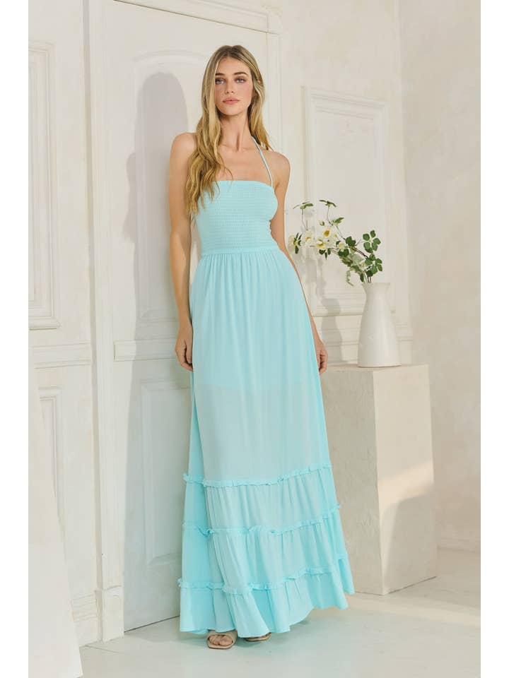 Honey Mango - Wholesale Dress - Women's - MD1492- Smocked tiered maxi dress