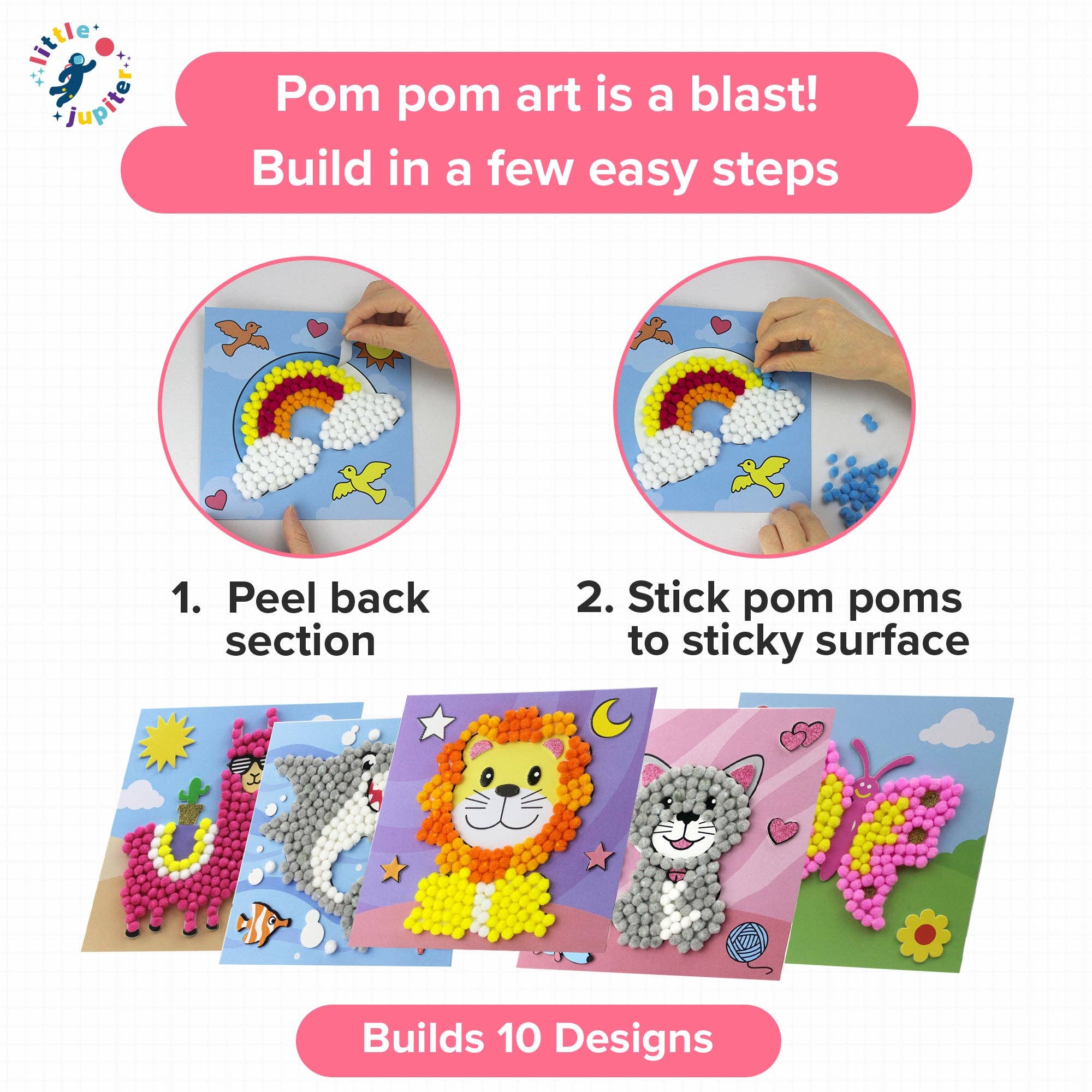 AYK Brand - Wholesale Doe-het-zelf-knutselset - Kinderen - DIY Pomponkunst - 10 stuks (Set 3)2