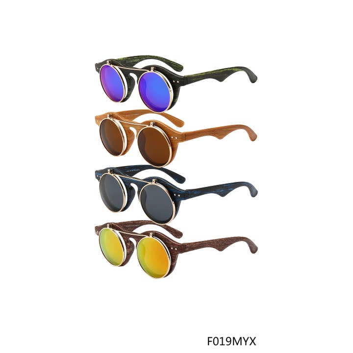 Trio Trading - Wholesale Sunglasses - Unisex - Retro Flip Up Sunglasses For Unisex Assorted 12 Pack1