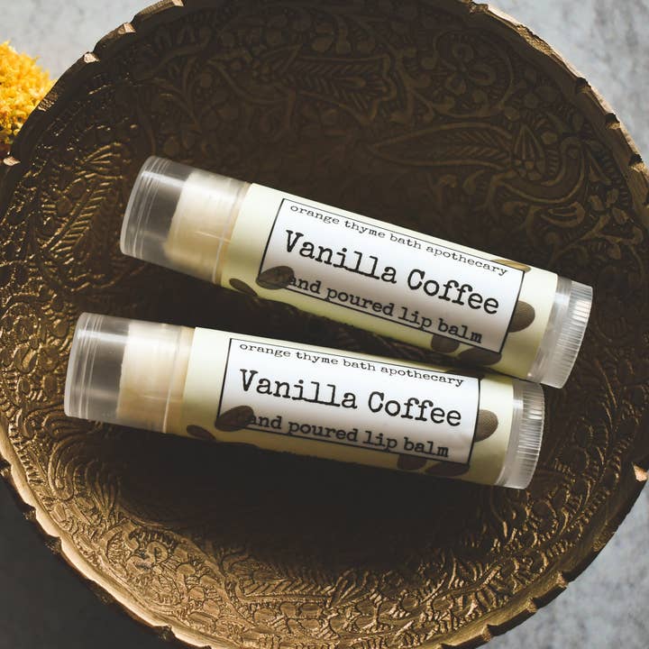 Vanilla Coffee Lip Balm for wholesale by Orange Thyme Bath Apothecary
