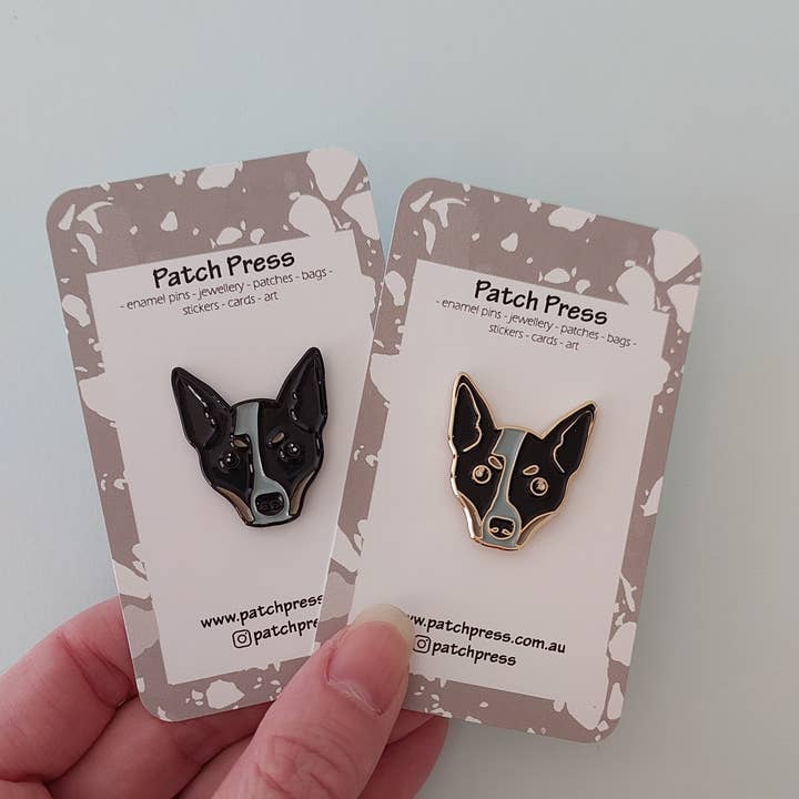 Patch Press - Vendita all'ingrosso Spilla da bavero - Spilla smaltata a forma di Australian Cattle Dog ACD/Blue Heeler