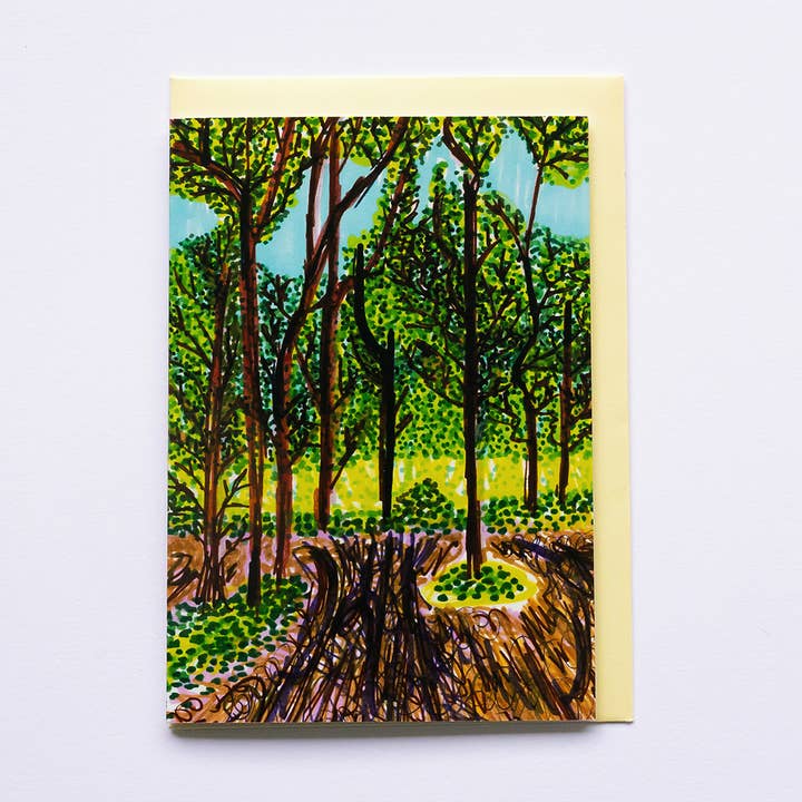 Handgezeichnetes Holz Helle Grüntöne | Kunstkarte für den Großhandel von Lilian G Limited