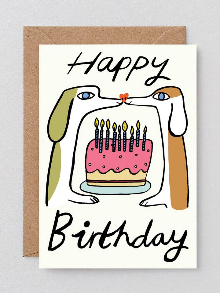 Carte de vœux gaufrée "Joyeux Anniversaire Chiens" pour la vente par Wrap