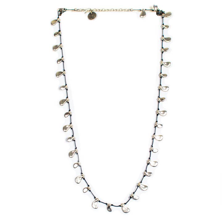 "Long Tear Drops" Silver Plated Necklace for wholesale by Silk Wool and Bijoux