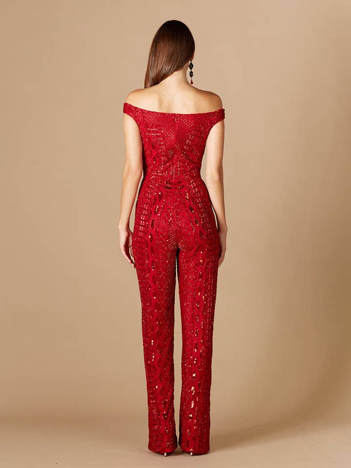 Lara New York - Wholesale Jumpsuit - Women's - Beaded Off Shoulder Jumpsuit3