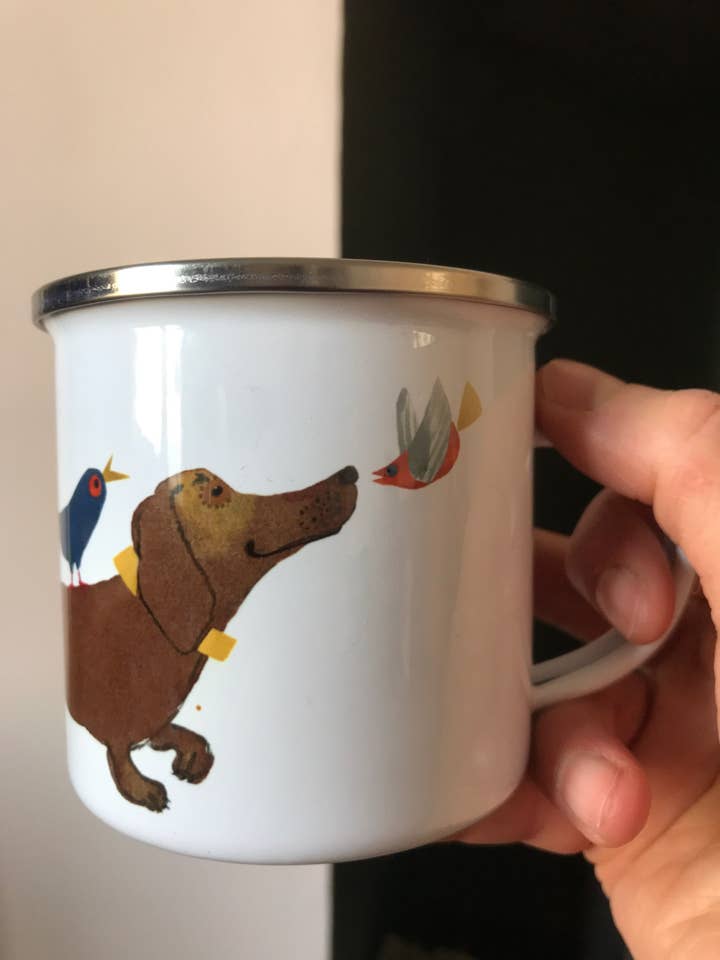 Sausage Dog Enamel Mug for wholesale by Esther Kent Design