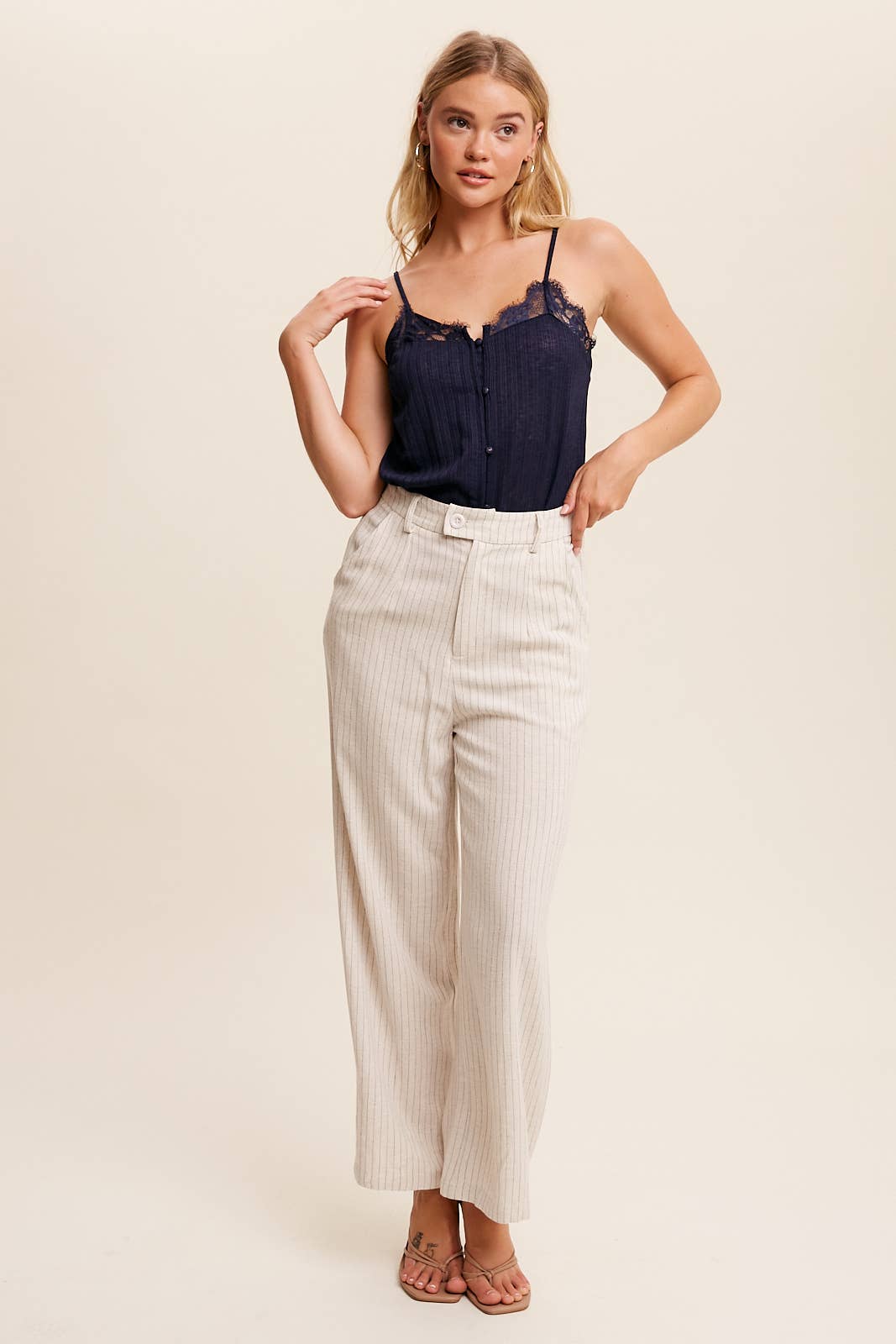 Listicle - Vente Caraco – femme - Caraco à boutons avec bordure en dentelle LT065110