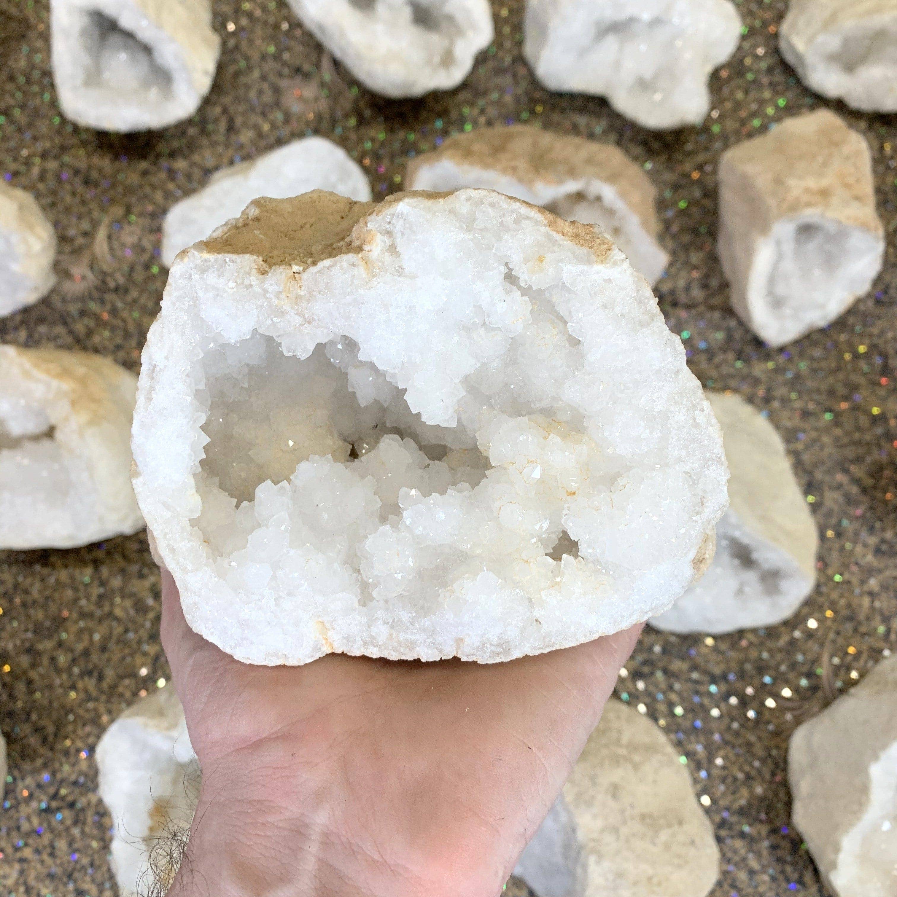 Rock Paradise - Wholesale Spiritual Stone/Crystal - Crystal White Quartz Druzy Geode - Half - (GEO)