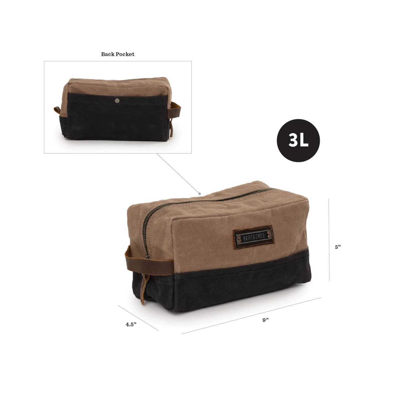 Barebones - Vente Trousse de toilette – unisexe - Sac Neelum Dopp Kit 3L - Sac en toile cirée1