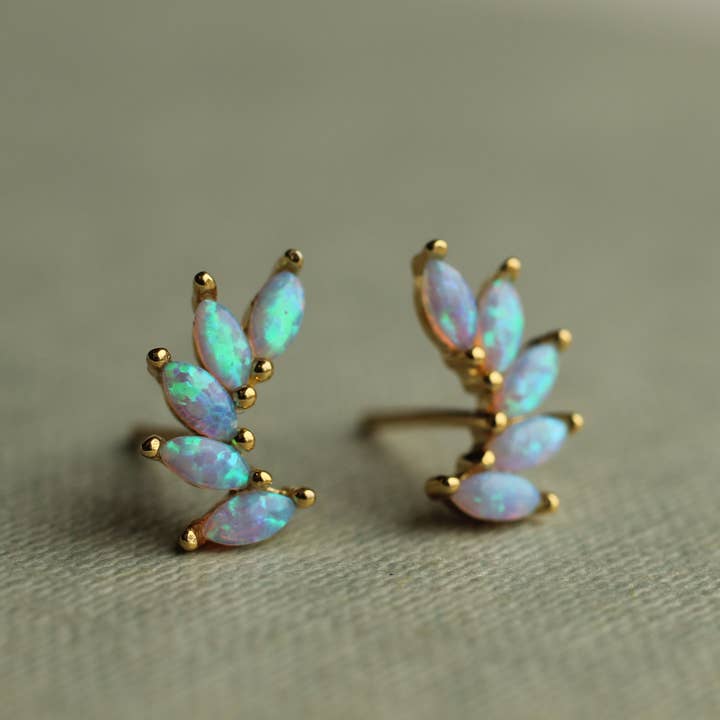Silk Purse, Sow's Ear - Wholesale Stud/Post Earrings - Gold Vermeil Opal Wing Stud Earrings