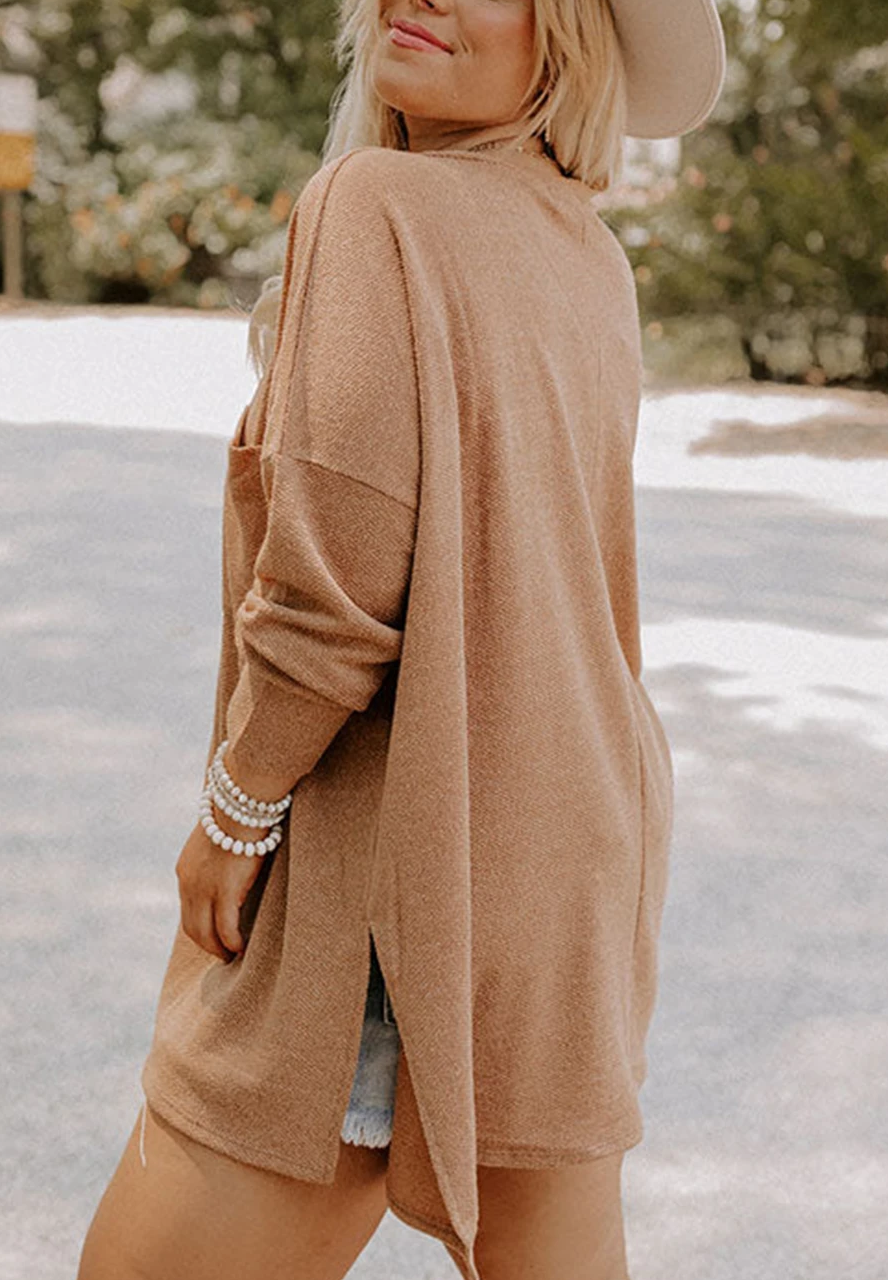 Parchemin Tunique en maille à épaules tombantes grande taille couleur parchemin en vente sur Faire1