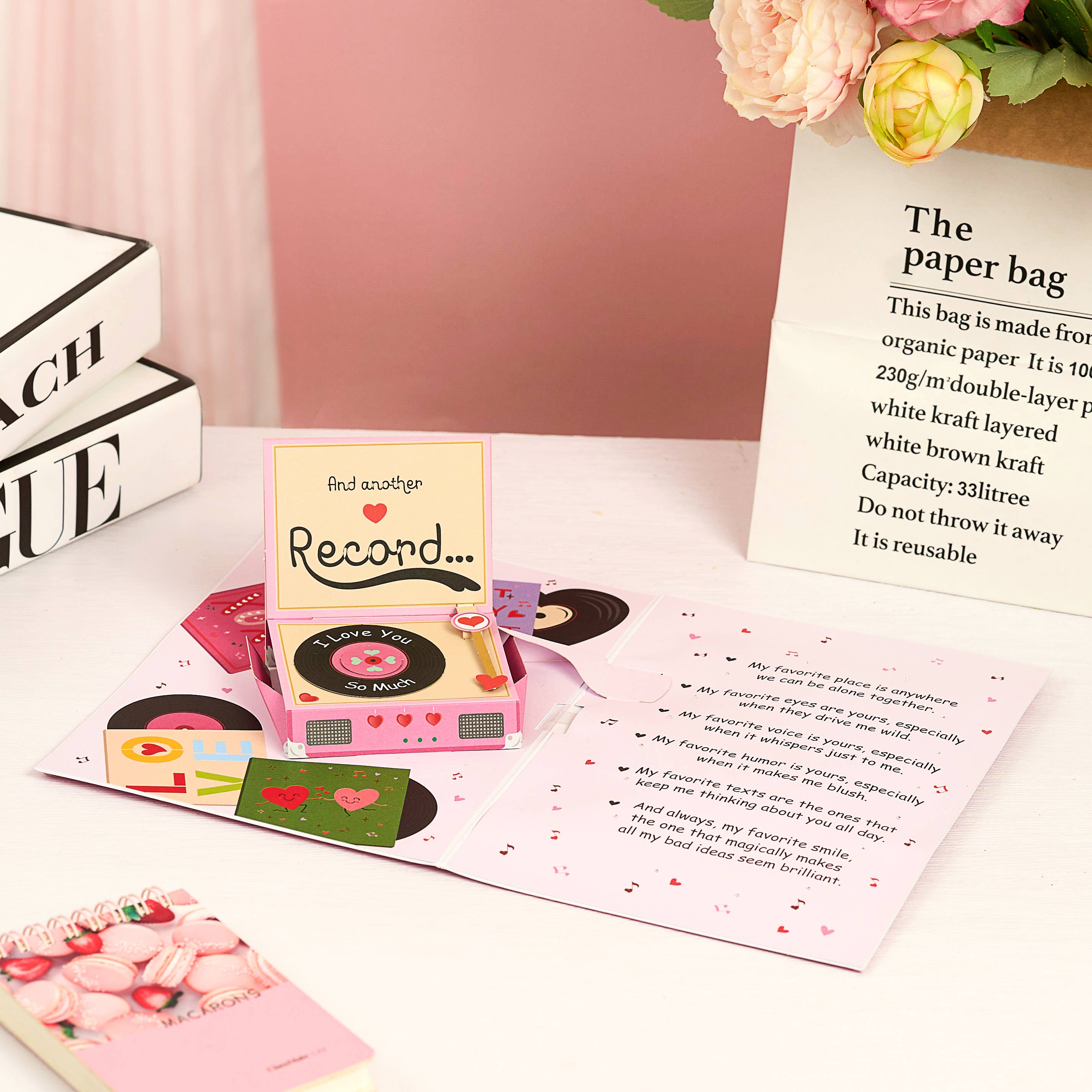 Card Foolery – Engroshandel Valentinsdagskort – For the Record 3D Pop-Up Musik Kærligheds Hilsen Kort4