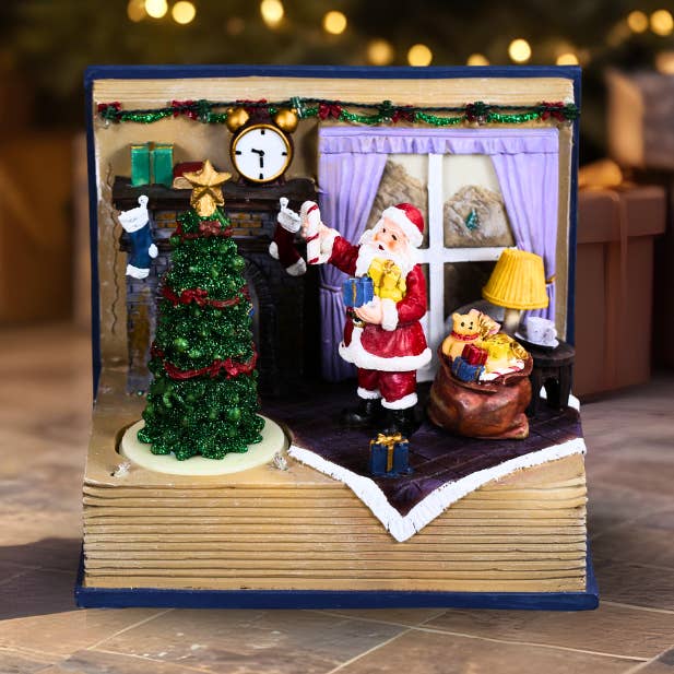 Santa Claus Lighted Battery Operated Musical Tabletop Christmas village Ornament for Home Christmas Decoration for wholesale by SINT