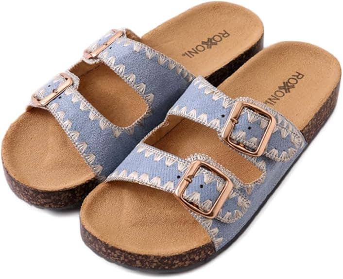 Roxoni - Wholesale Sandals – Women's - Roxoni Women's Fashion Cork Sole Double Buckle Sandal0