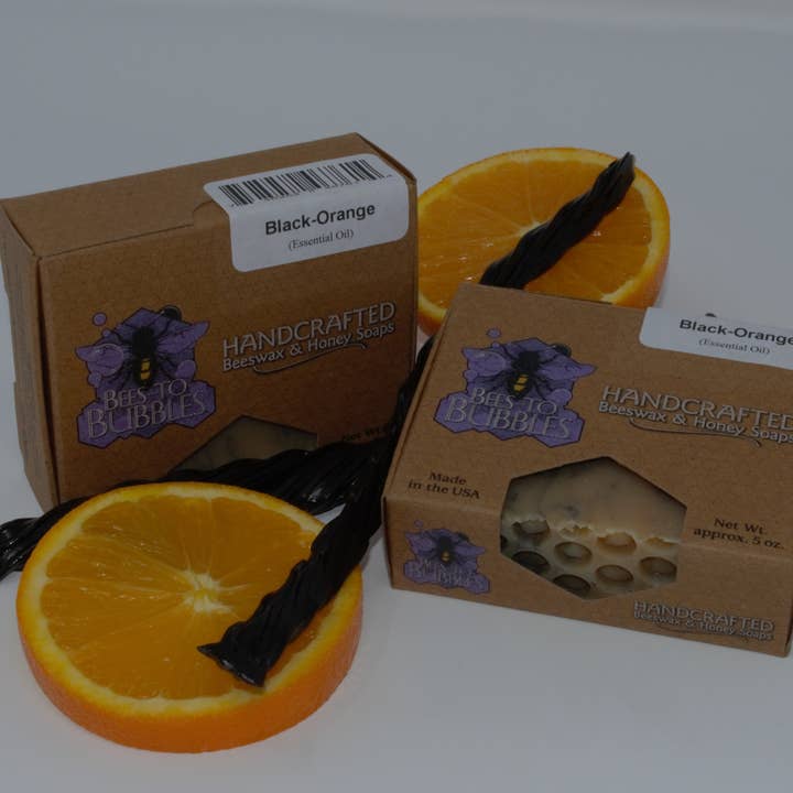 Bees-to-Bubbles Handcrafted Soaps – Großhandel Feste Seife – Schwarz-und-Orange Seife0