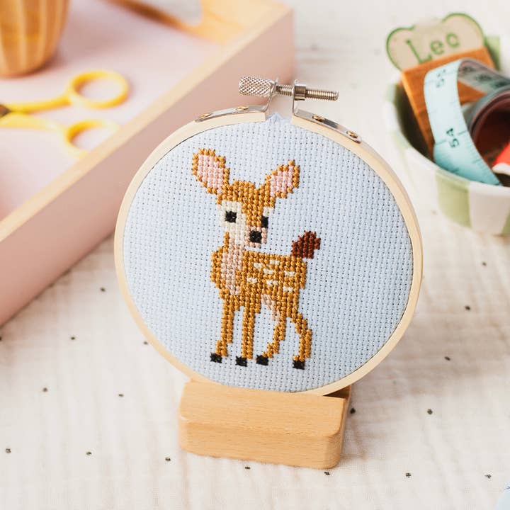 Beginner Baby Deer Fawn Cross Stitch Kit for wholesale by Cotton Clara Craft Kits & Supplies