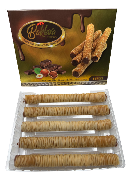 Baklava Sticks - Wholesale Chocolate Covered Sweets - Baklava Sticks Hazelnut Chocolate Cream Crispy Phyllo Dough2