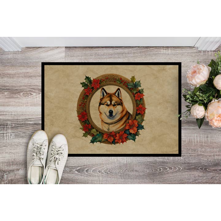 Akita Christmas Flowers Doormat 24x36 DAC2297 for wholesale by Caroline's Treasures