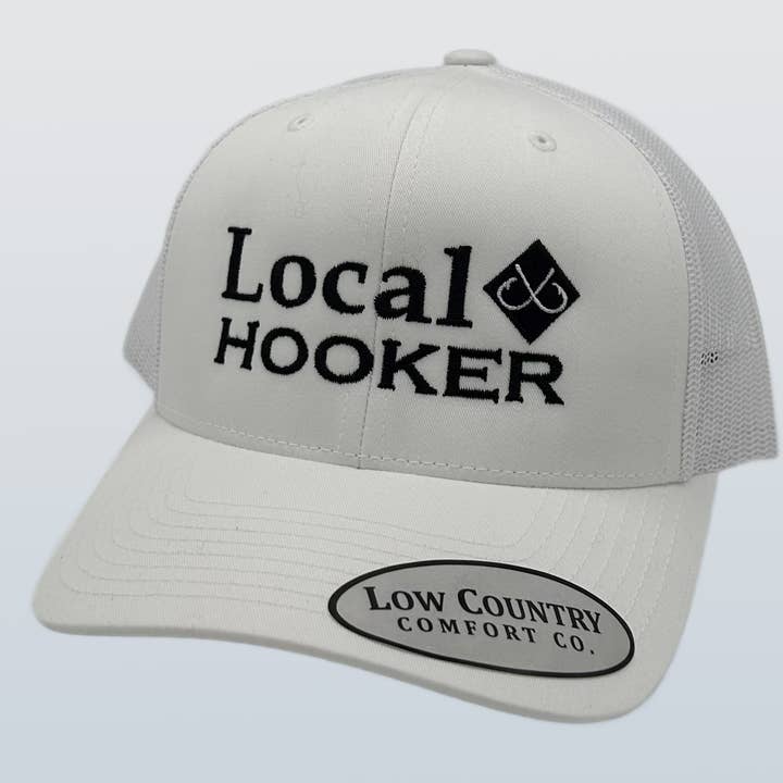 Local Hooker Text White Hat for wholesale by Local Hooker
