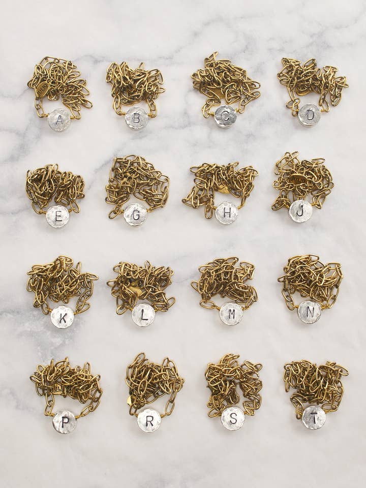 Colar Katana Initial Disk & Paperclip Set-2 Tom Reversed por atacado de Julio Designs