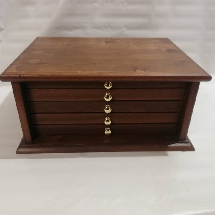 Coin holder Medal board in real wood color Walnut 5 C for wholesale by Coins&More