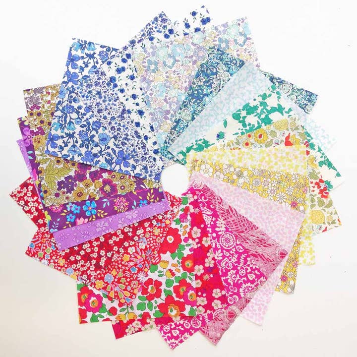 Alice Caroline – wholesale Craft sewing kit – 20 Pcs Liberty Tana Lawn Mixed Colours 5″ Charm Squares