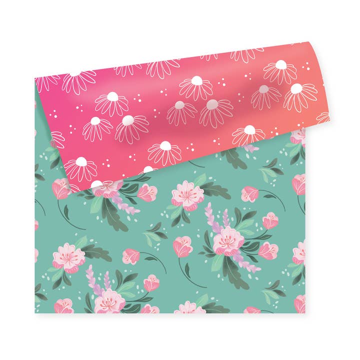 Feuille de papier d'emballage double face floral pour la vente par Chala's Creative