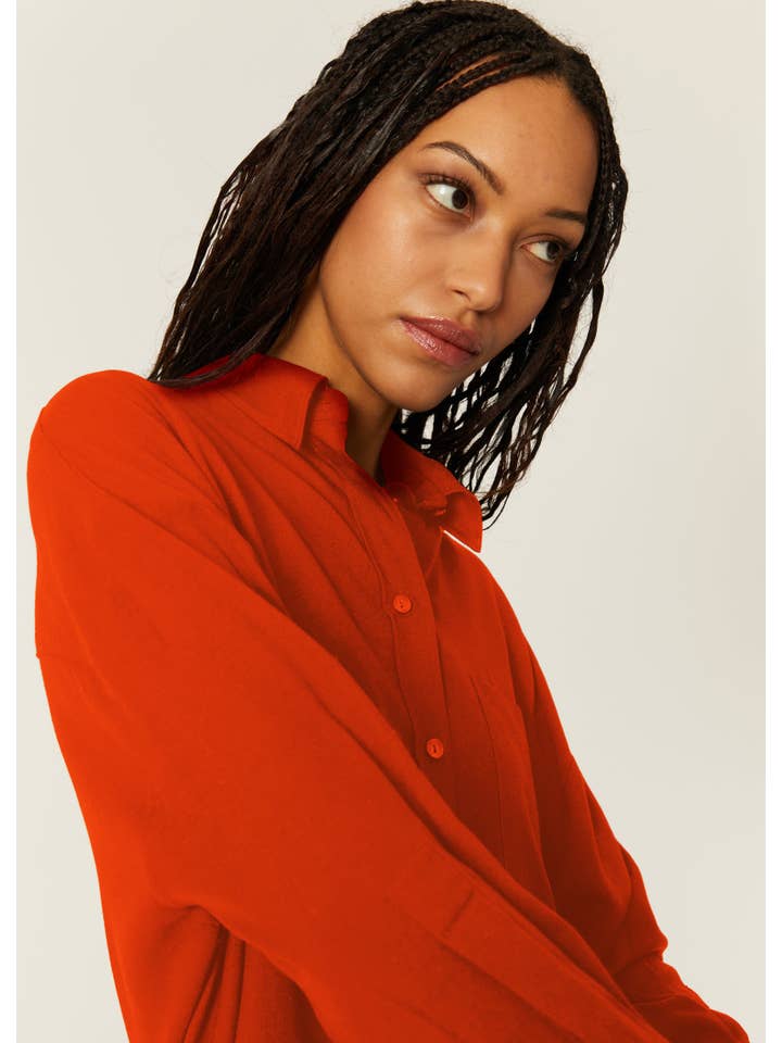 Pepaloves - Wholesale Button Down Shirt - Women's - CAMISA OVERSIZE ECOVERO ROJA3