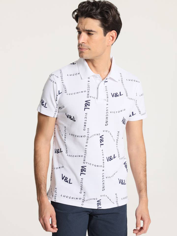 V&LUCCHINO - Polo a manica corta con stampa V&L per la vendita all'ingrosso da parte di PAUSANT SHOP ONLINE