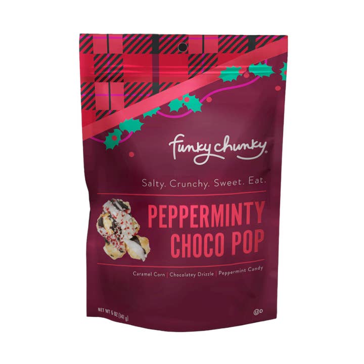 Pepperminty Choco Pop | Caramel Corn Holiday Popcorn | bags for wholesale by Funky Chunky