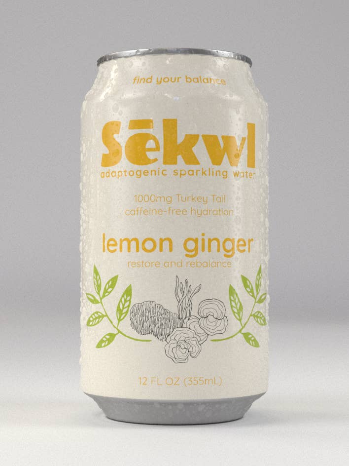 Lemon Ginger Adaptogenic Sparkling Water for wholesale by Sēkwl Beverage House