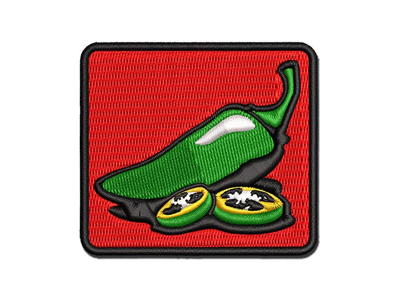 Sniggle Sloth - Wholesale Patch - Jalapeno Hot Pepper with Seeds Multi-Color Embroidered Iron-On Patch Applique0