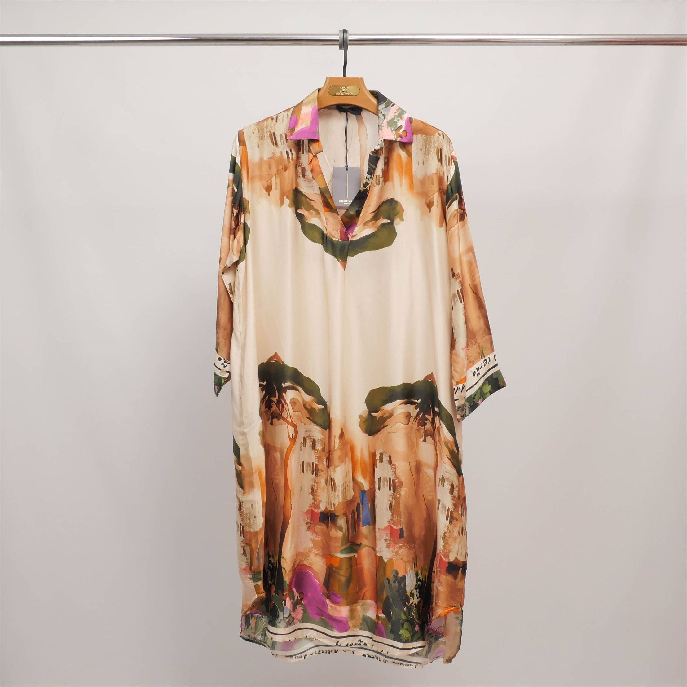 Cecile Wang - Vente Robe – femme - Robe fluide imprimé paysage col ouvert KD6120VS-270