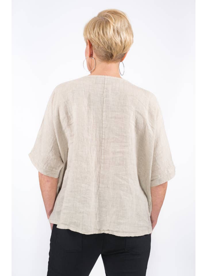 TINA Stephens Italy/Tees By Tina - Wholesale Blouse - Women's - Gina Bottom Darted Linen Top (BQ172)