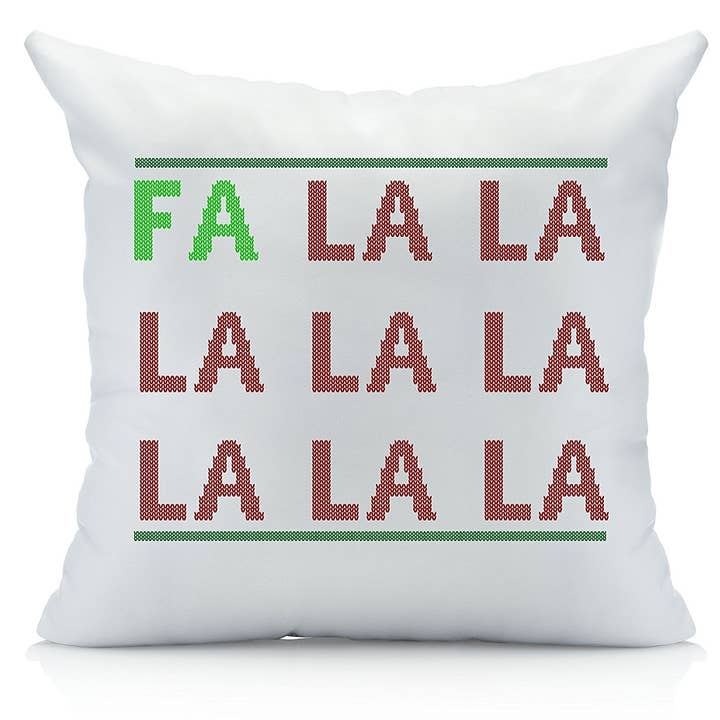 Housse de coussin de Noël FA LA LA (1 45,7 x 45,7 cm, vert, rouge) Cadeaux de Noël pour la vente par Oh, Susannah