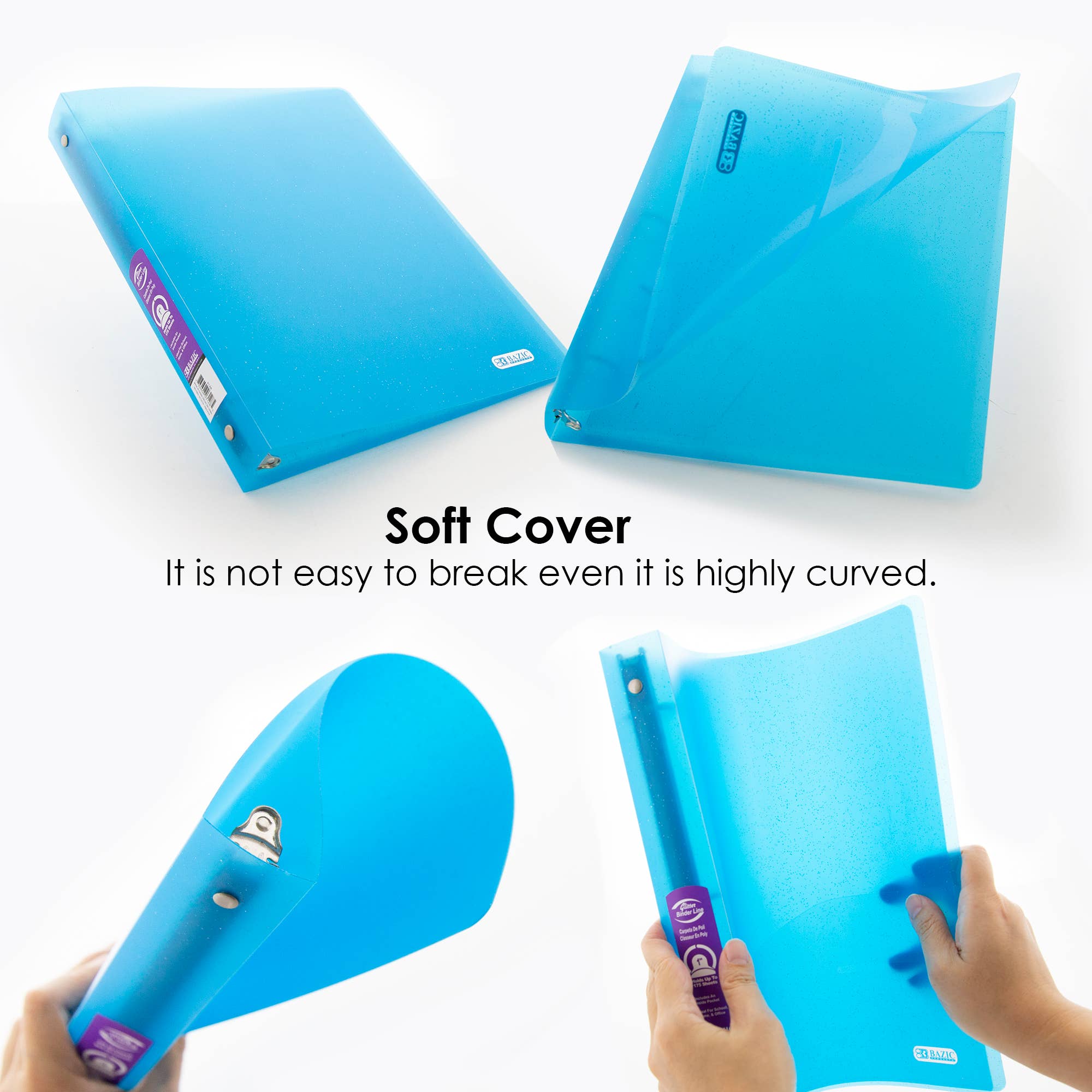 BAZIC Products - Wholesale Binder - 1" Glitter Poly 3-Ring Binder w/ Pocket1