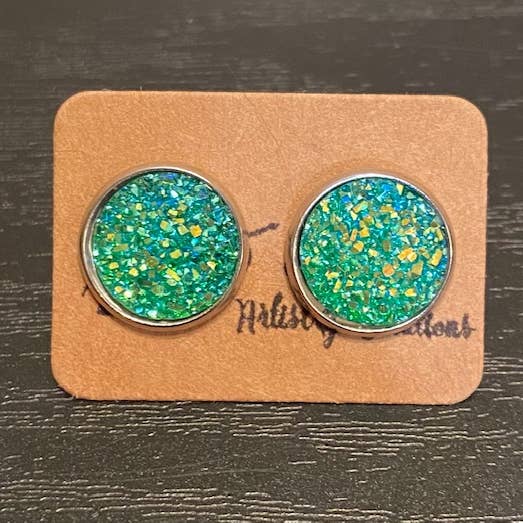 SMA Artistry Creations - Vendita all'ingrosso Orecchini a bottone - Orecchini a bottone cabochon scintillanti da 12 mm14