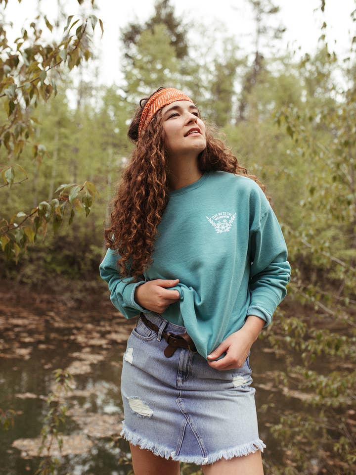 The Montana Scene - Wholesale Graphic Sweatshirt - Women's - Take me to the Wildflowers Unisex Pullover- Teal
