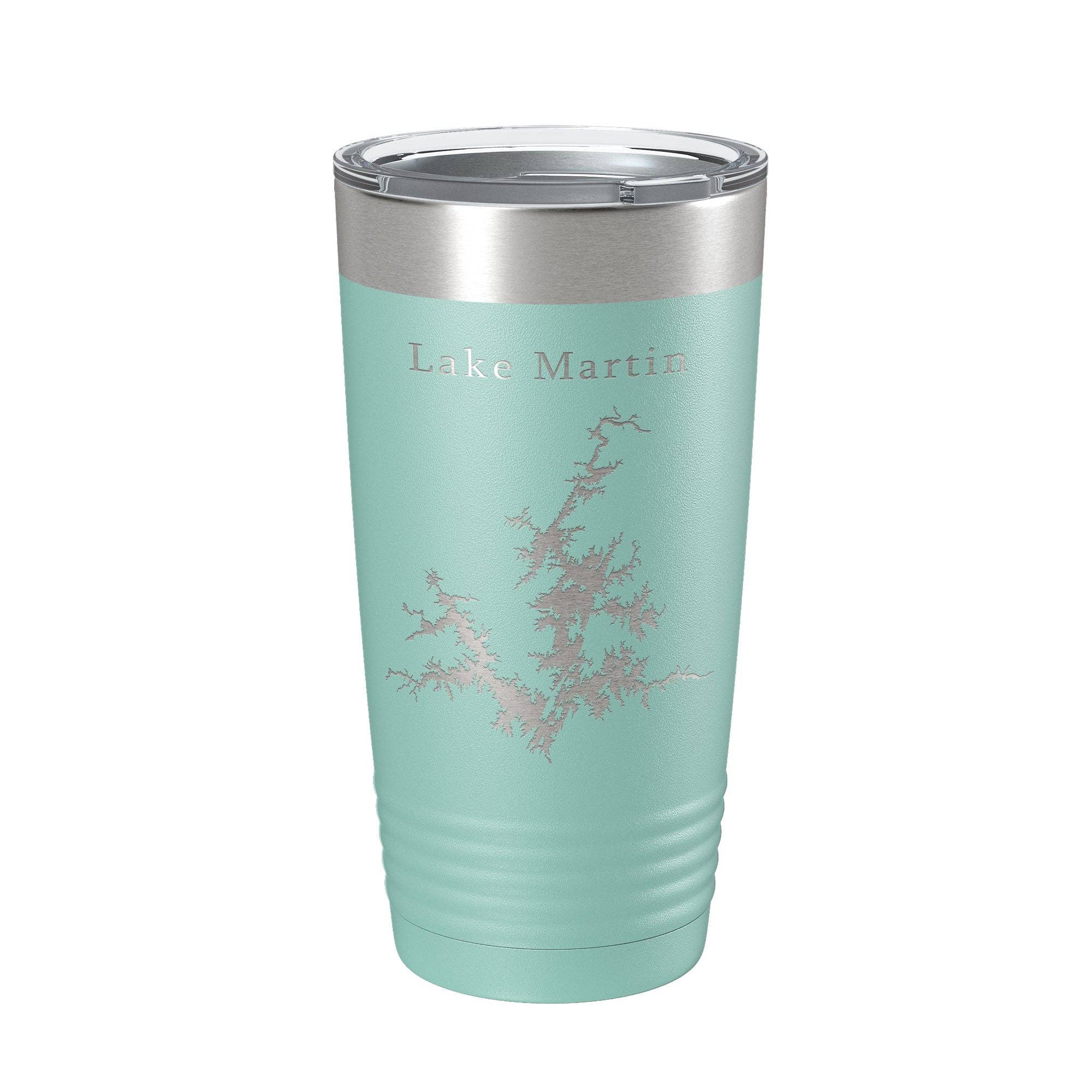 CarveBright – Engroshandel Thermokop – Lake Martin Map Tumbler Rejsekrus Isoleret Lasergraveret Kaffekop Alabama 20 oz10