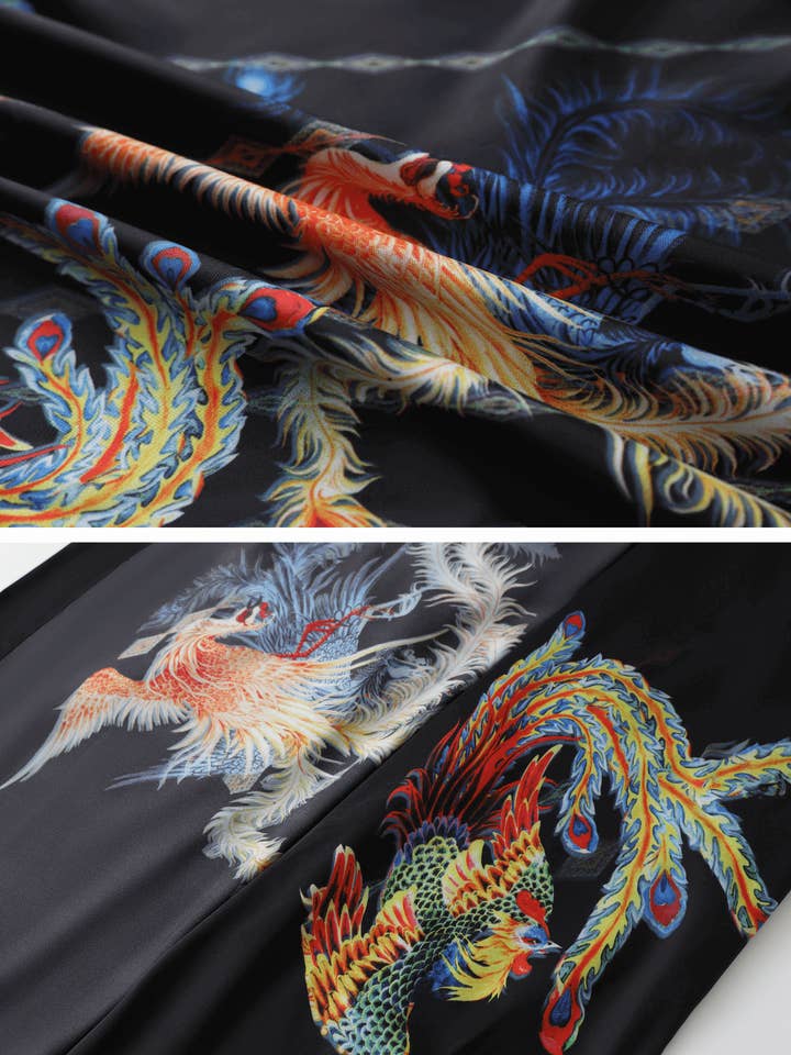 black Dragon Phoenix Kimono Robe for wholesale on Faire13