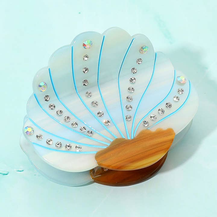 Sensibling Corp. – Engroshandel Hårspænde - Dame – Rhinsten Musling Hårklo Klips0