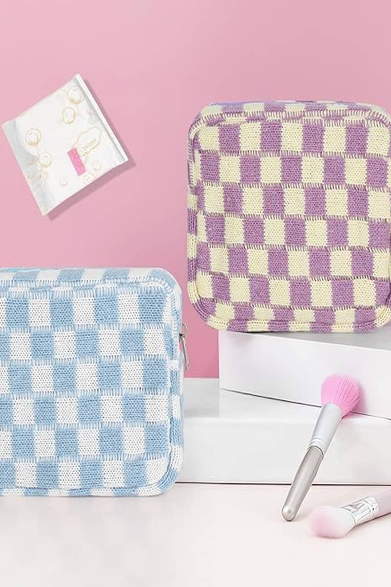 42POPS - Wholesale Makeup/Cosmetic Bag - ,,,, SI-26666 Mini Checkered Makeup Cosmetic Travel Case12